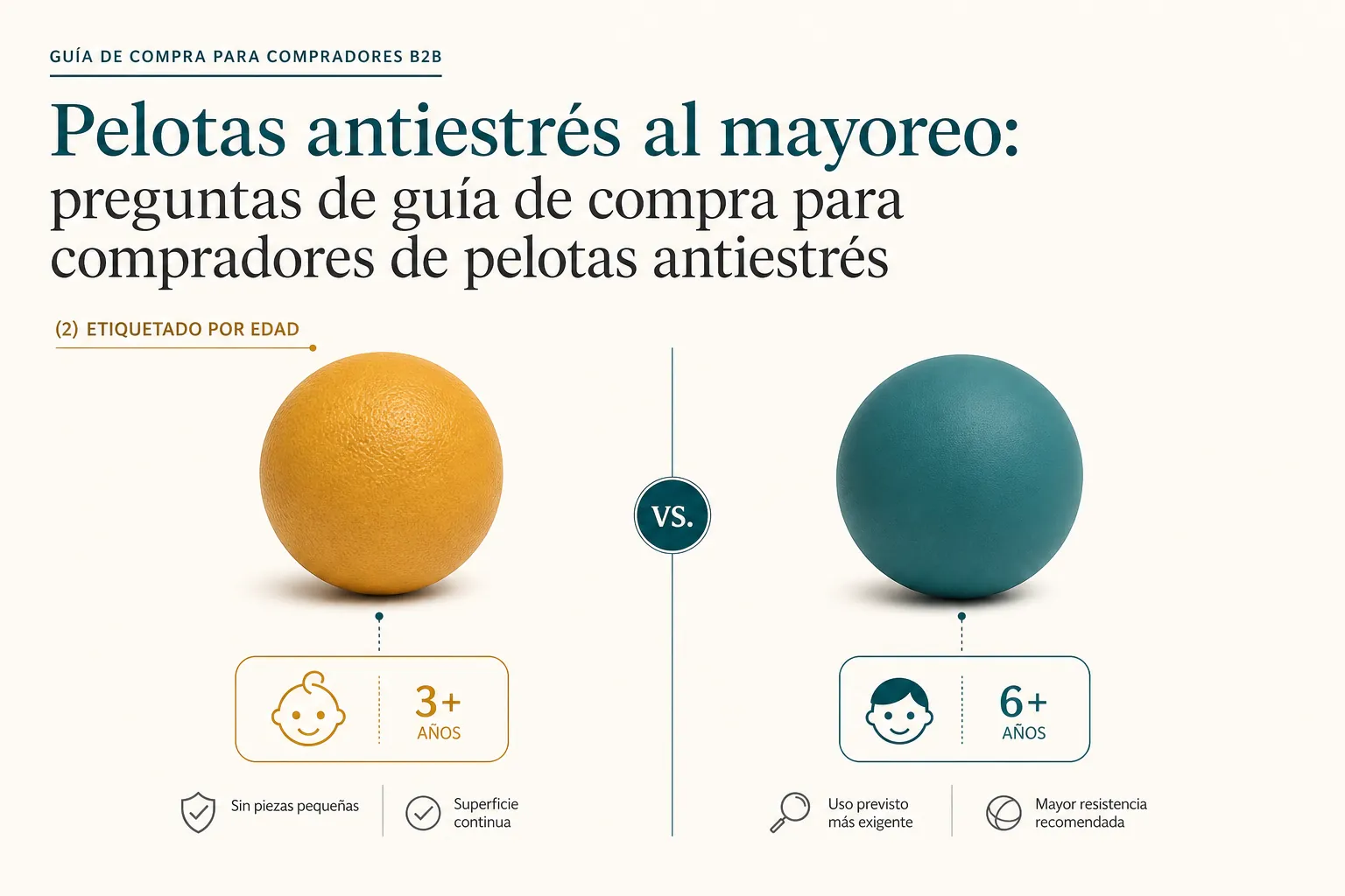 Explanatory diagram for pelotas antiestrés al mayoreo: preguntas de guía de compra para compradores de p