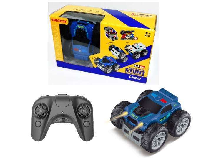 Coche RC Policia y Ambulancia 2 en 1, Stunt Doble Cara con Giro 360