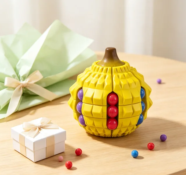 CPS351207 Durian Magic Bean Fruit Cube Stress-Relief Finger Spinner