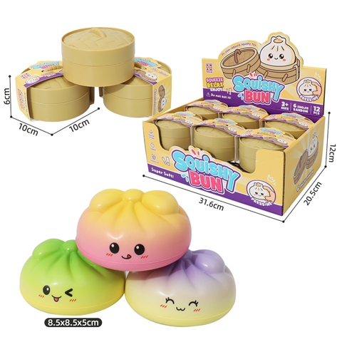 Mini Pancito Degradé Squishy con Caja Exhibidora Tipo Vaporera