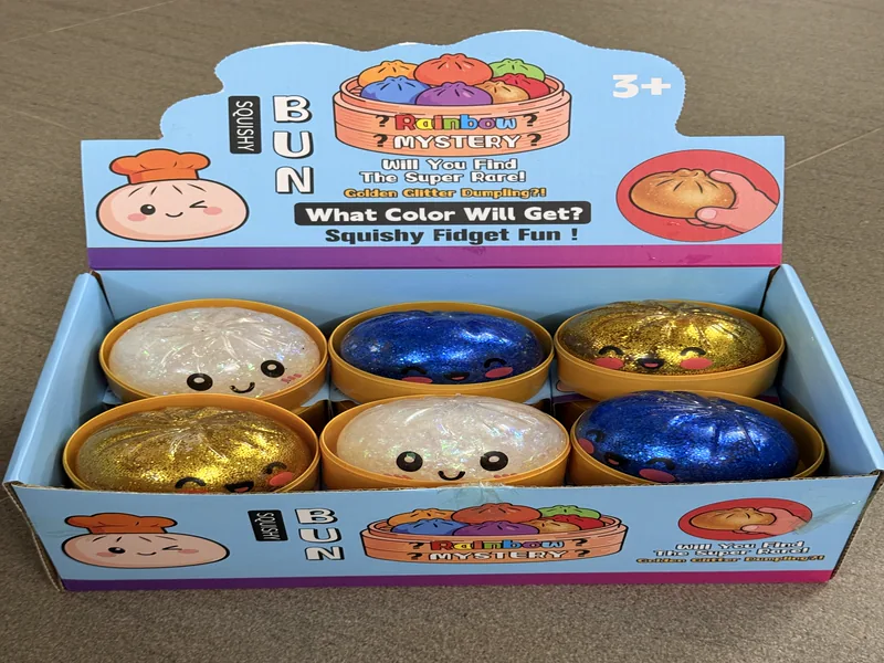 Squishy Gelatina Brillante Conejito Sonriente – Caja Ciega con Brillo, 6 Piezas por Exhibidor