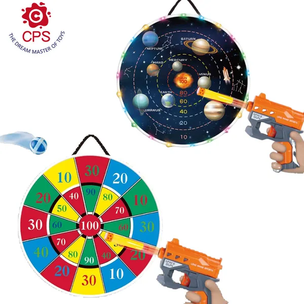 Juego de Dardos 2 en 1 con Luz, Pistola de Bala Suave y Pelotas Adhesivas