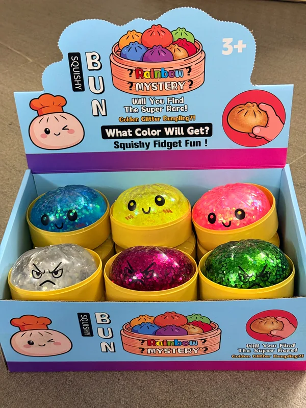 Panecillo Sonriente de Jarabe de Malta – Squishy Kawaii con Textura de Jarabe de Malta (6 Piezas por Caja)
