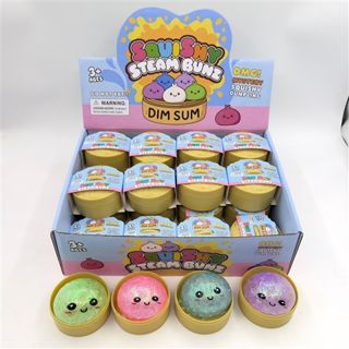 Baozi Squishy de Agua con Brillo y Perlas en Exhibidor de Vapor
