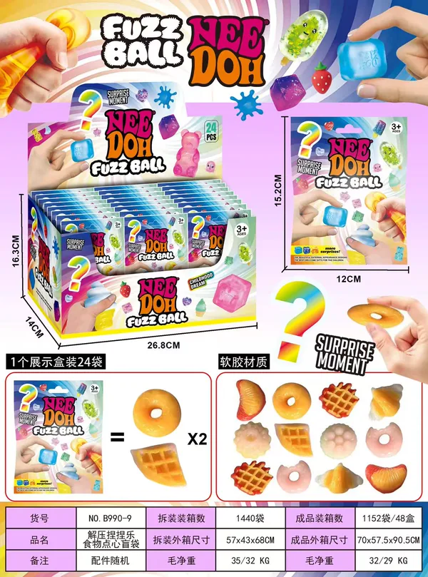 Juguete Antiestrés Tipo Alimento Apretitos – Donas, Waffles y Duraznos (12 x 15.2 cm, 32.0 g)