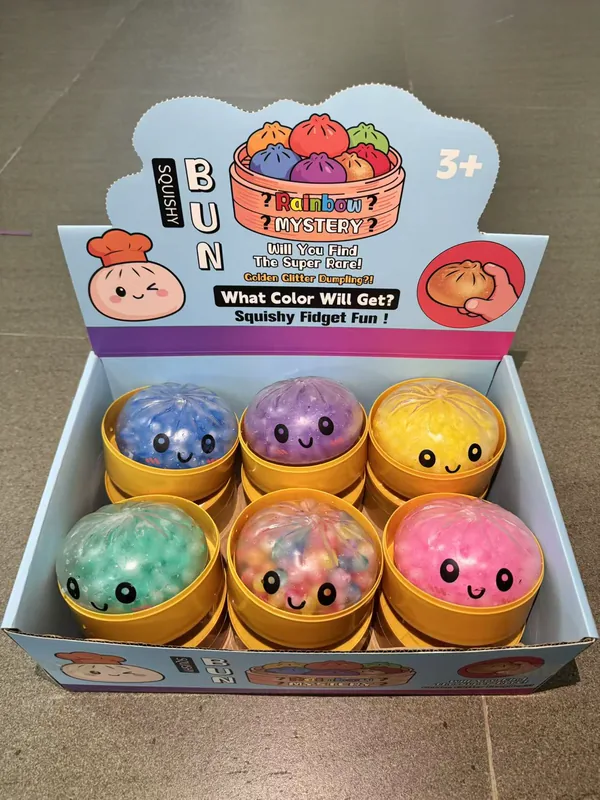 Bunny Sonriente de Perlas de Agua – Squishy Sensorial (8.5CM, 6 colores misterio, Display Box de 72 pzas)
